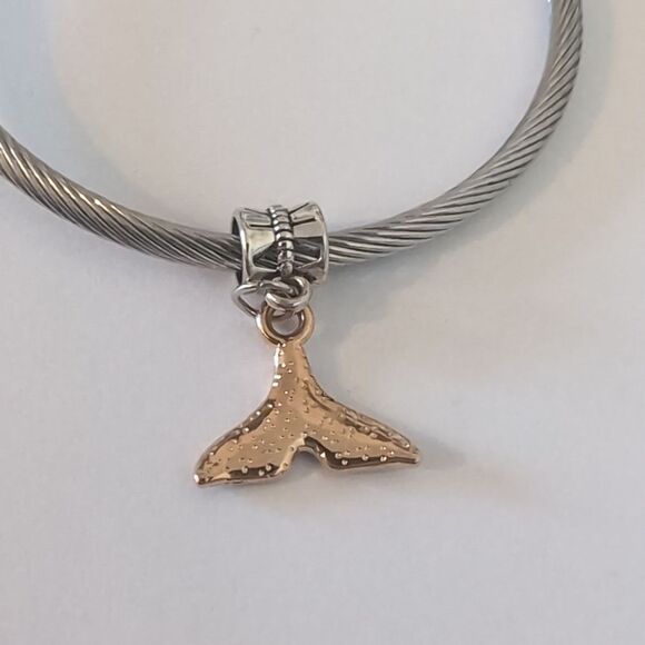 Gold with Blue‎ Enamel Mermaid Tail Dangle Charm for Pandora Style Bracelet - Picture 4 of 4